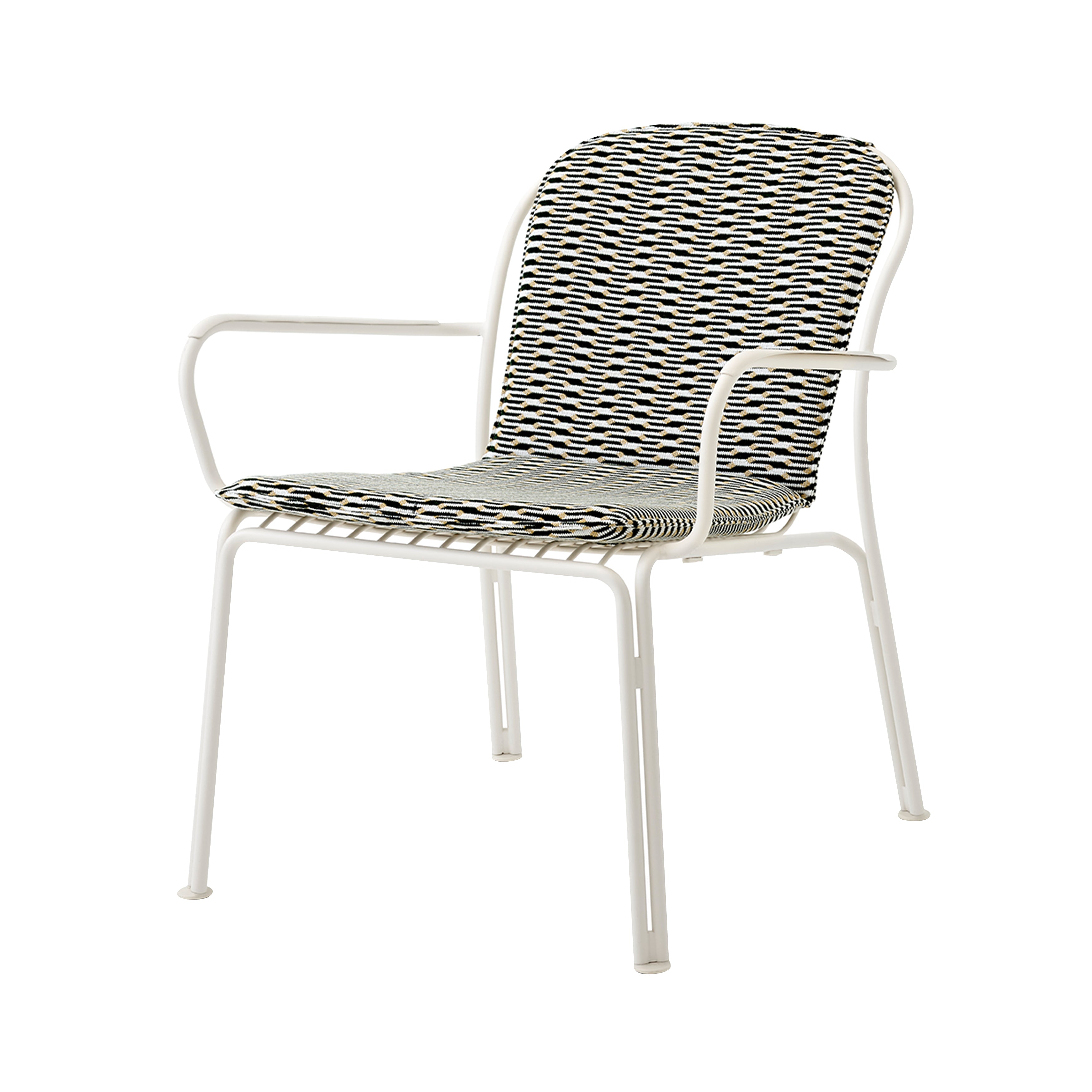 Thorvald SC101 Outdoor Lounge Armchair with Cushion: Set of 2 + Ivory White + Marquetry Bora