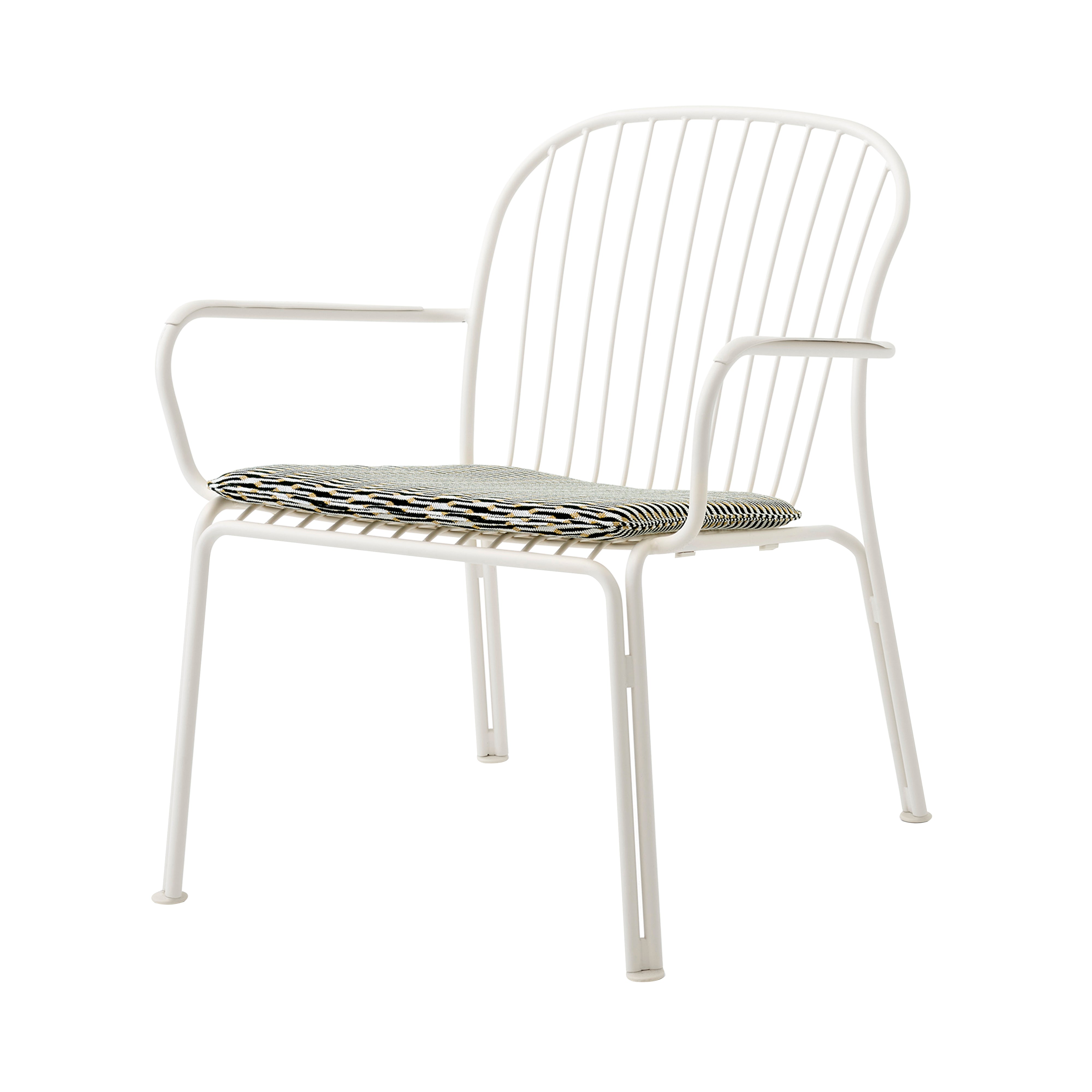 Thorvald SC101 Outdoor Lounge Armchair with Seatpad: Set of 2 + Ivory White + Marquetry Bora