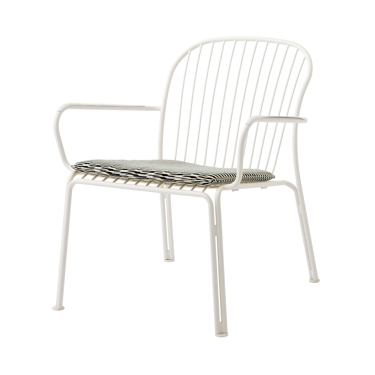 Thorvald SC101 Outdoor Lounge Armchair with Seatpad: Set of 2 + Ivory White + Marquetry Bora