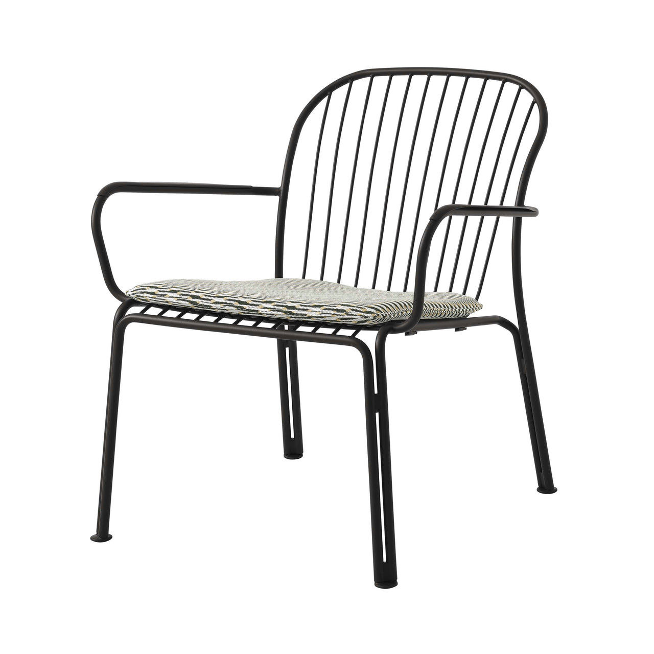 Thorvald SC101 Lounge Armchair with Seatpad: Outdoor + Warm Black + Marquetry Bora 
