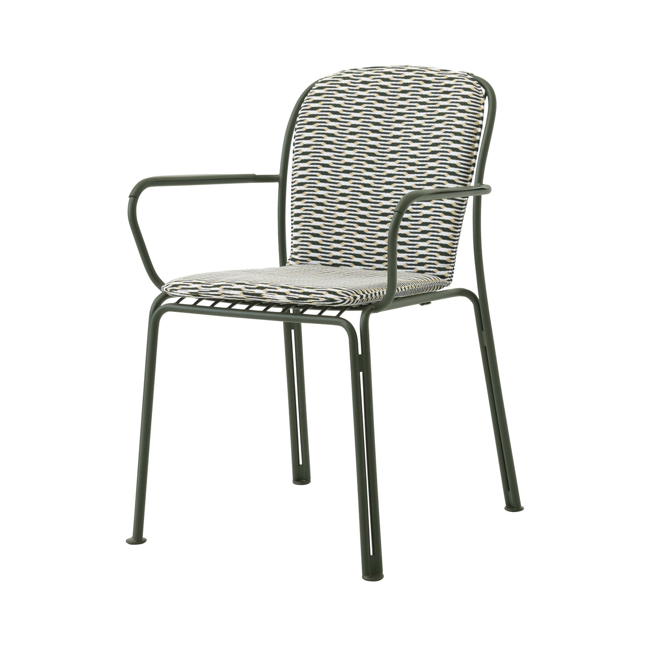 Thorvald SC95 Armchair with Cushion: Outdoor + Bronze Green + Marquetry Bora Cushion