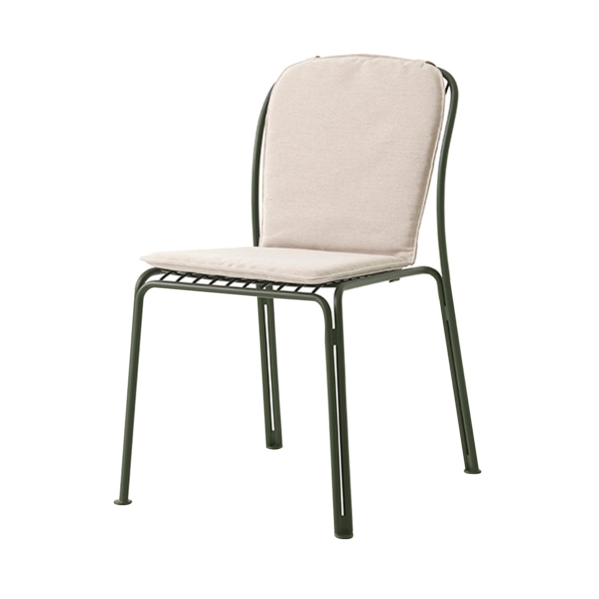 Thorvald SC94 Side Chair with Cushion: Outdoor + Bronze Green + Heritage Papyrus Cushion