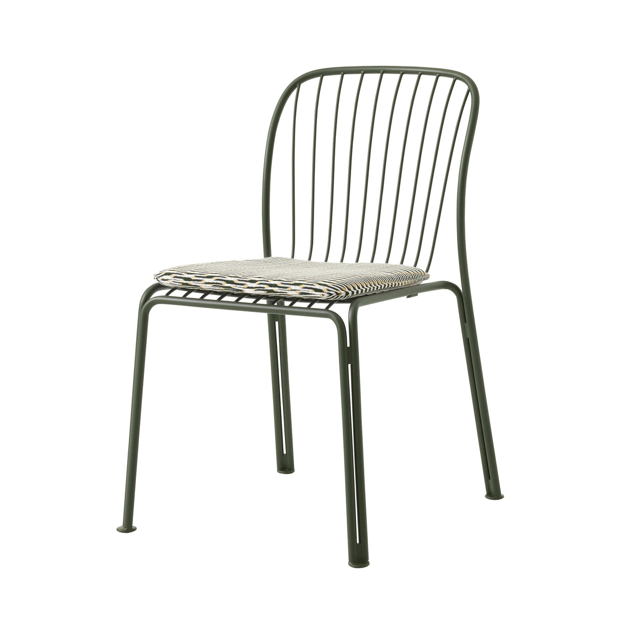 Thorvald SC94 Side Chair with Seatpad: Outdoor + Bronze Green + Marquetry Bora 