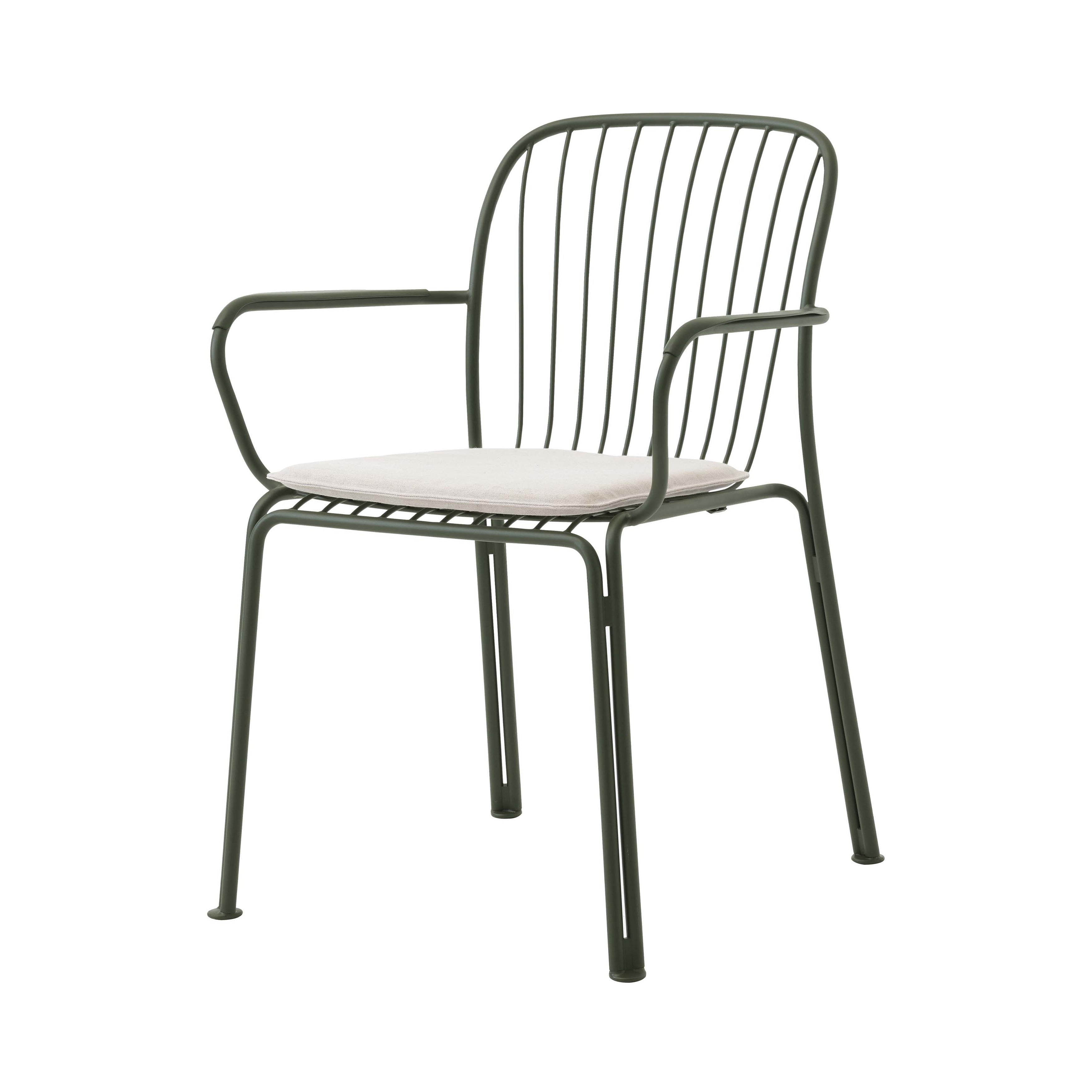 Thorvald SC95 Stacking Outdoor Armchair with Seatpad: Set of 2 + Bronze Green + Heritage Papyrus