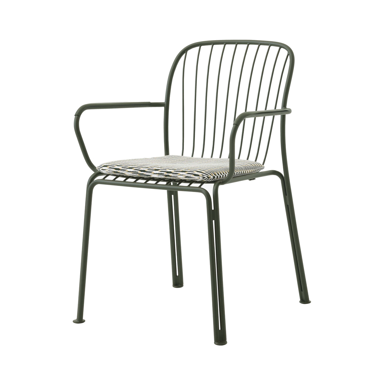 Thorvald SC95 Stacking Outdoor Armchair with Seatpad: Set of 2 + Bronze Green + Marquetry Bora