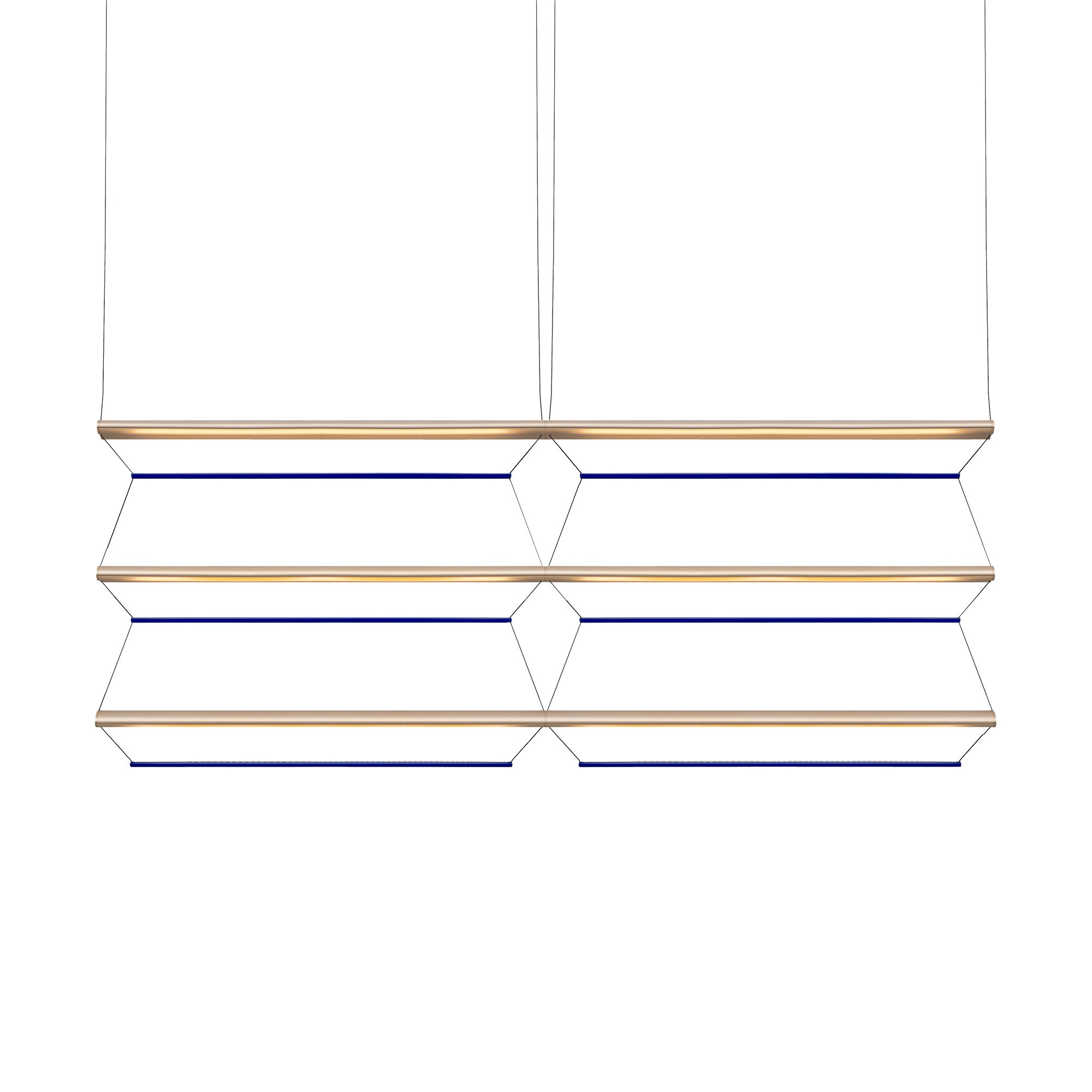 Tier Grid Pendant Light: 150 + 2H3V + Anodized Gold + Sapphire