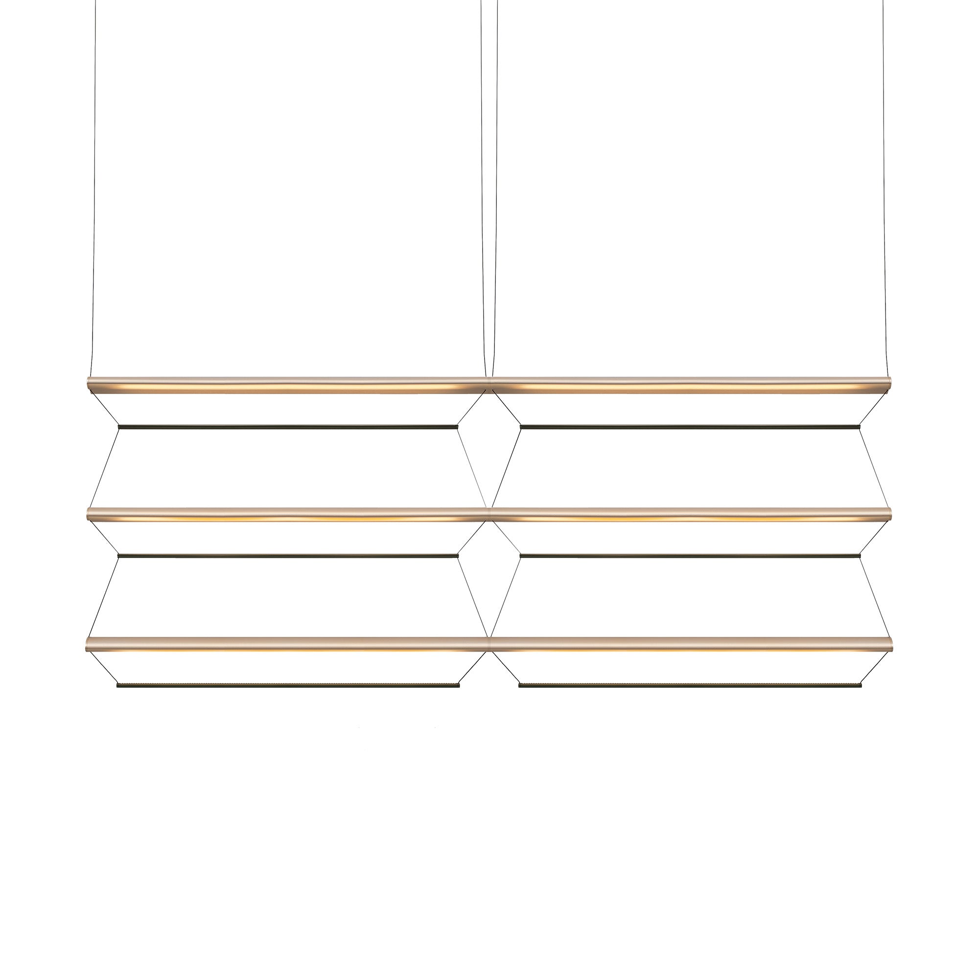 Tier Grid Pendant Light: 150 + 2H3V + Anodized Gold + Emerald