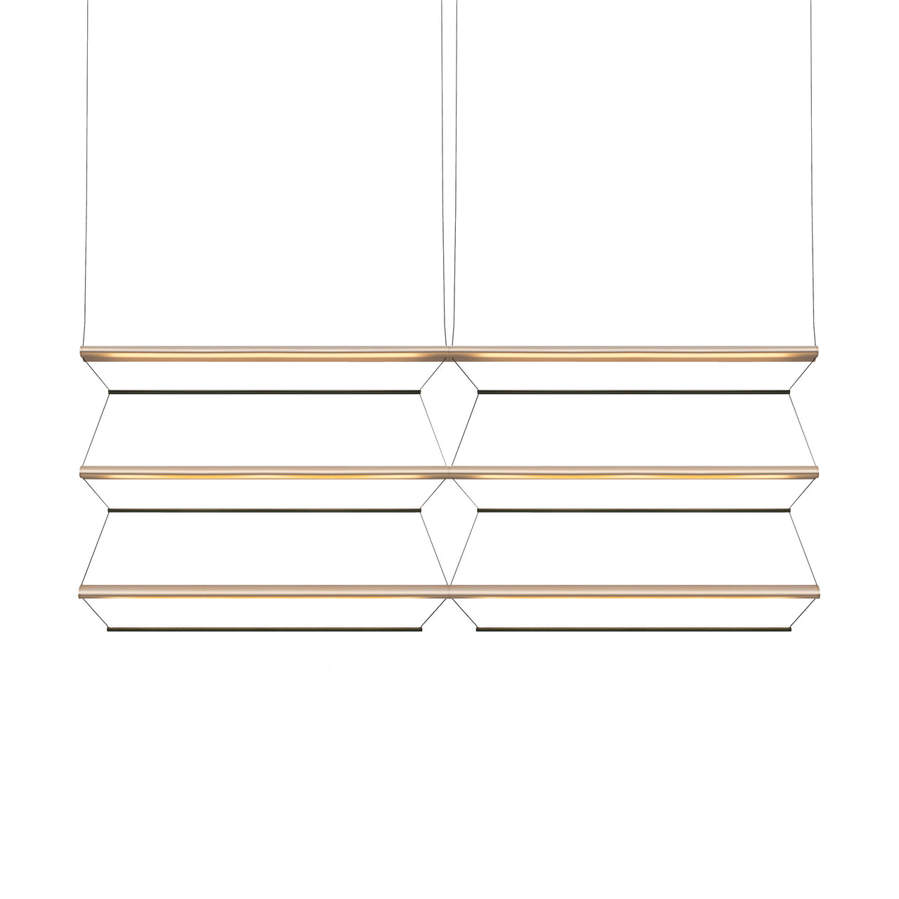 Tier Grid Pendant Light: 150 + 2H3V + Anodized Gold + Emerald