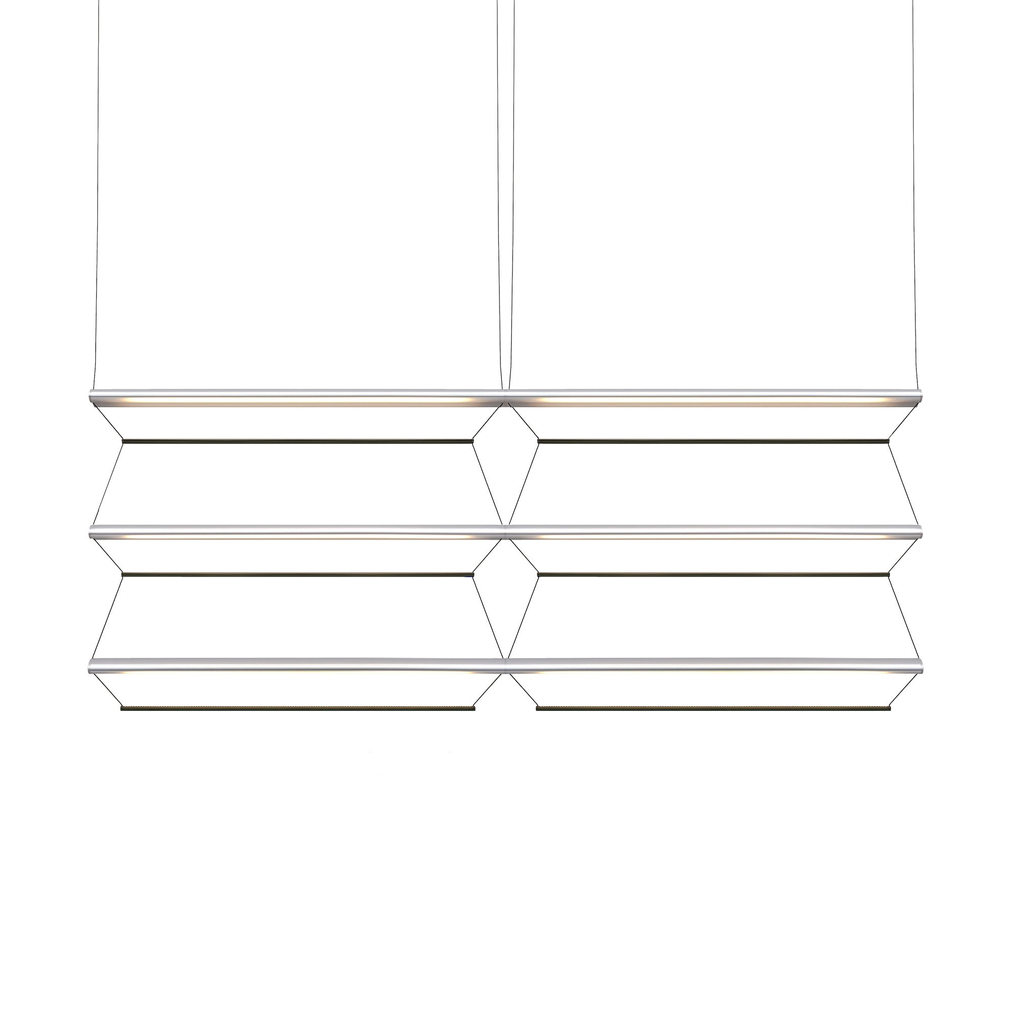 Tier Grid Pendant Light: 150 + 2H3V + Anodized Silver + Emerald