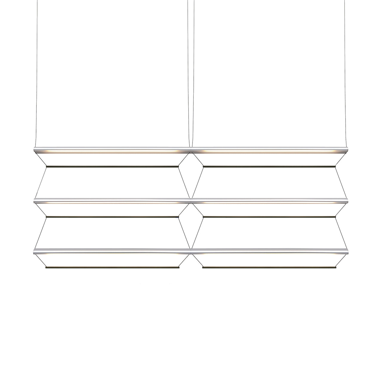 Tier Grid Pendant Light: 150 + 2H3V + Anodized Silver + Emerald