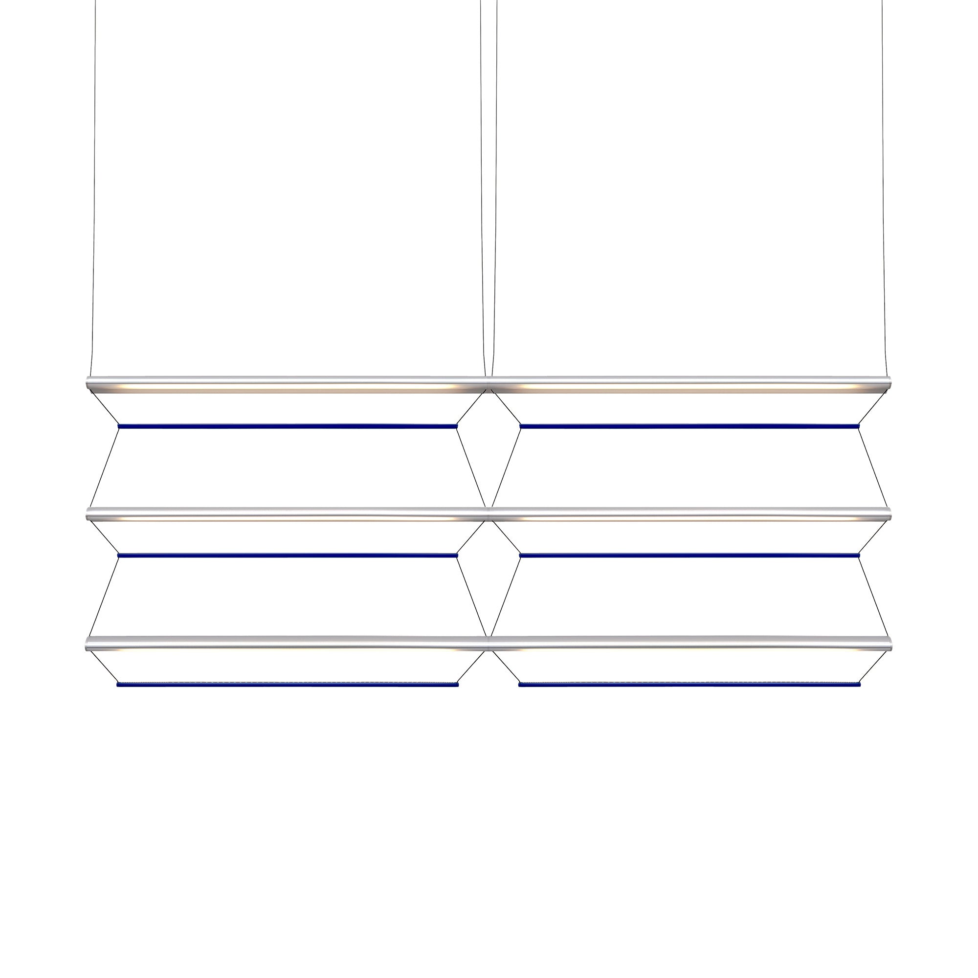 Tier Grid Pendant Light: 150 + 2H3V + Anodized Silver + Sapphire