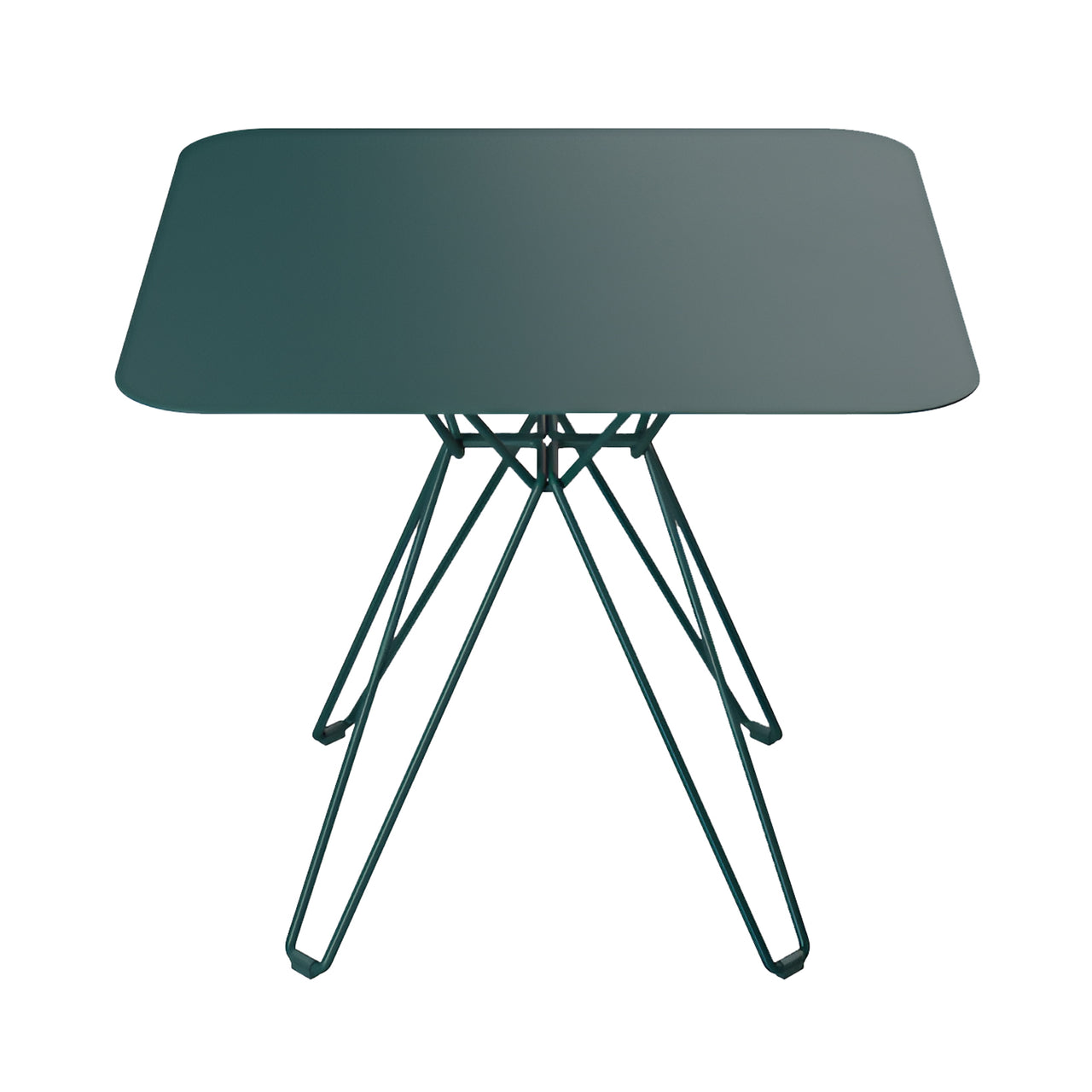 Tio Dining Table: Square + Blue Green Metal