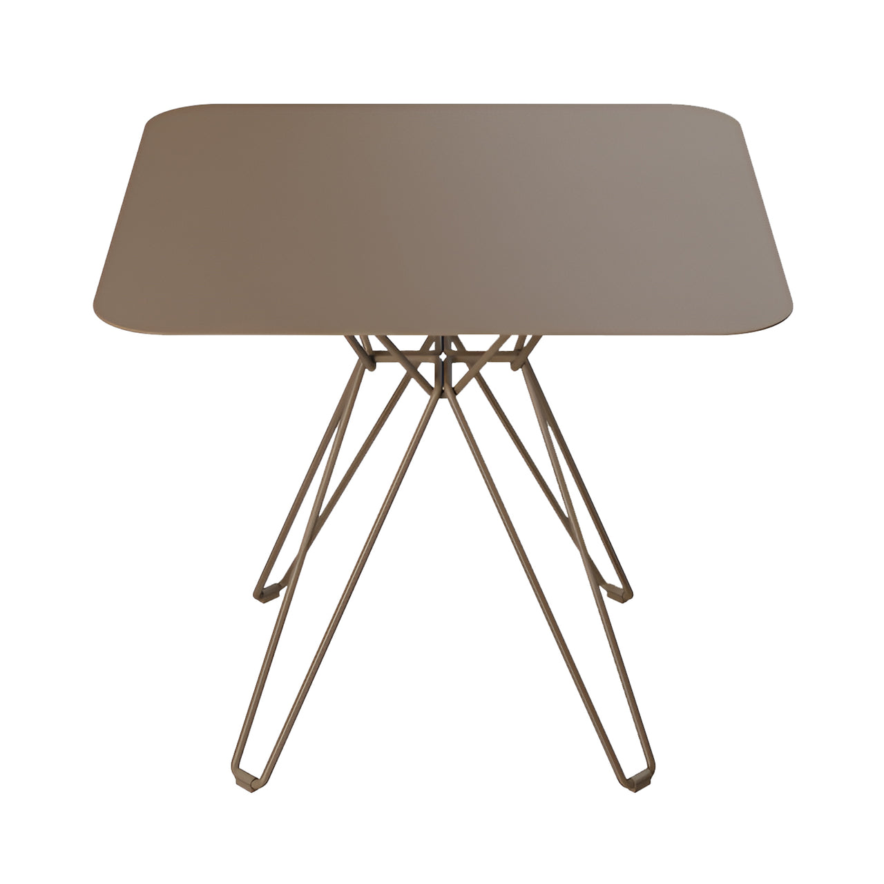 Tio Dining Table: Square + Pale Brown Metal