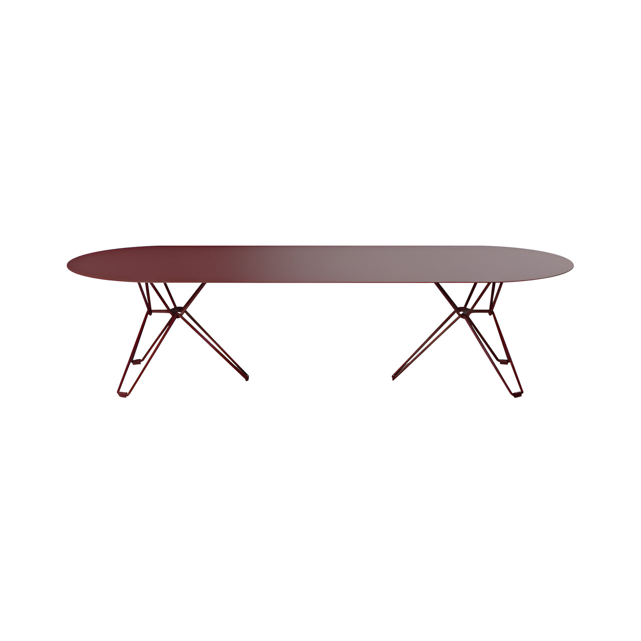 Tio Coffee Table: Oval + Wine Red Metal