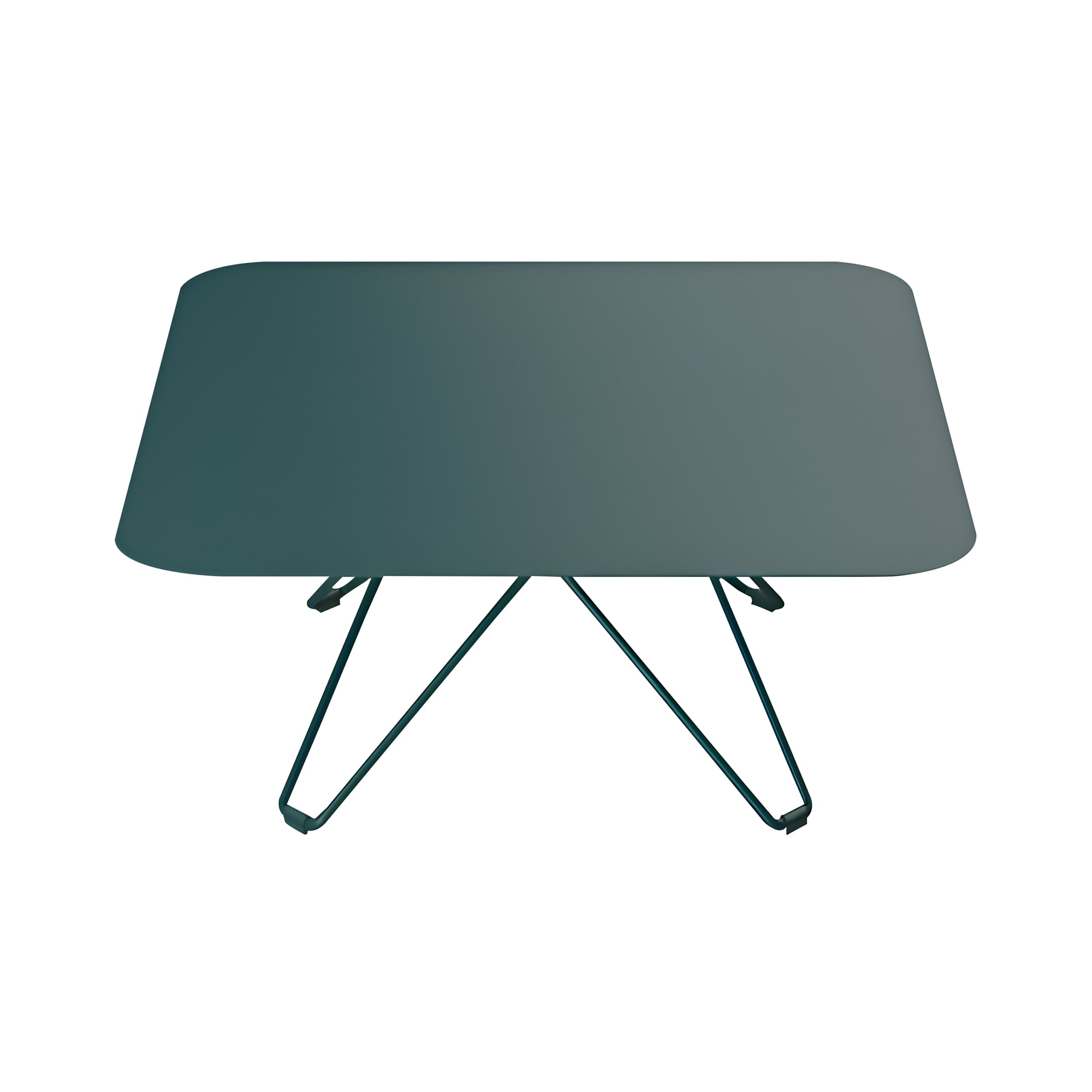 Tio Coffee Table: Square + Blue Green Metal