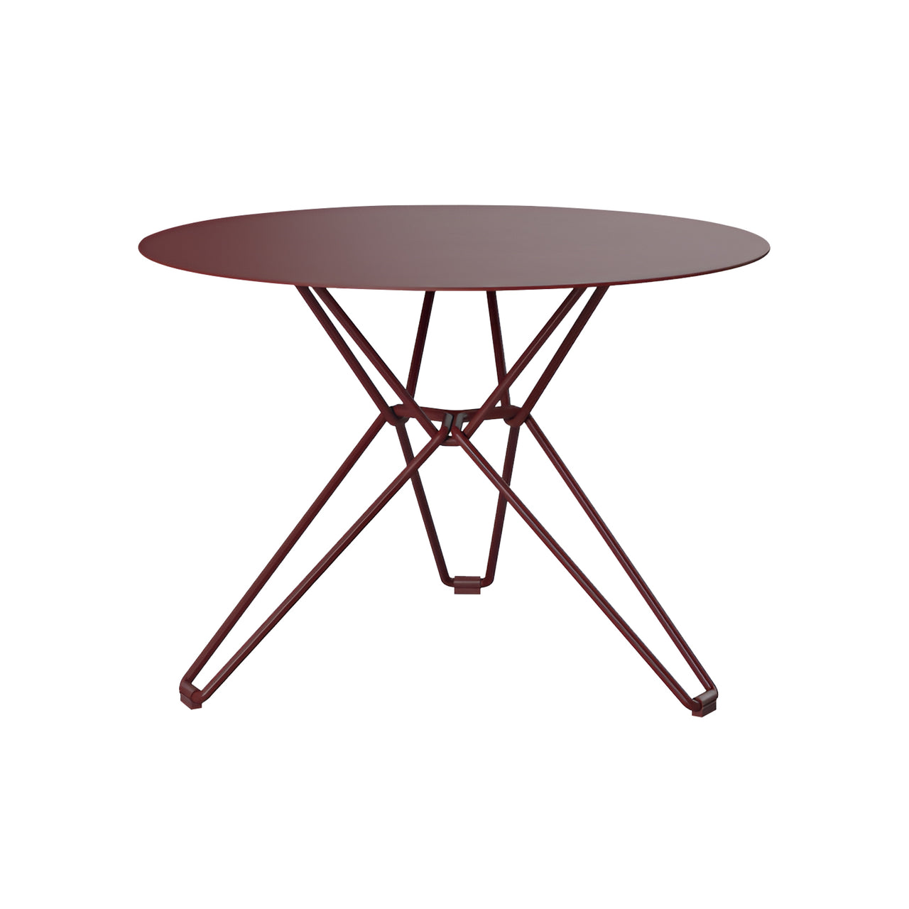 Tio Round Coffee Table: Small + Wine Red Metal