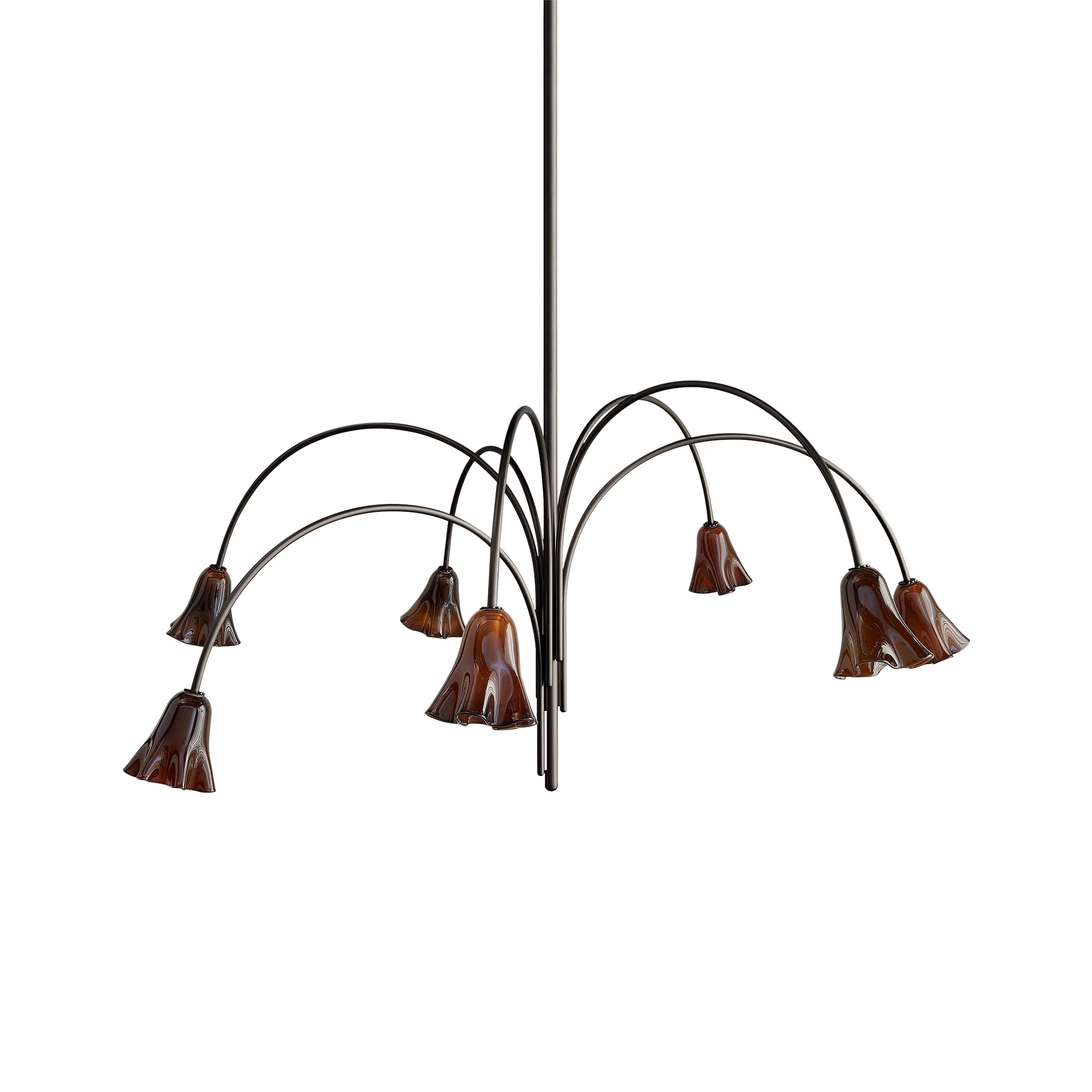 Flora Chandelier: 7 + Tobacco Blackened Brass