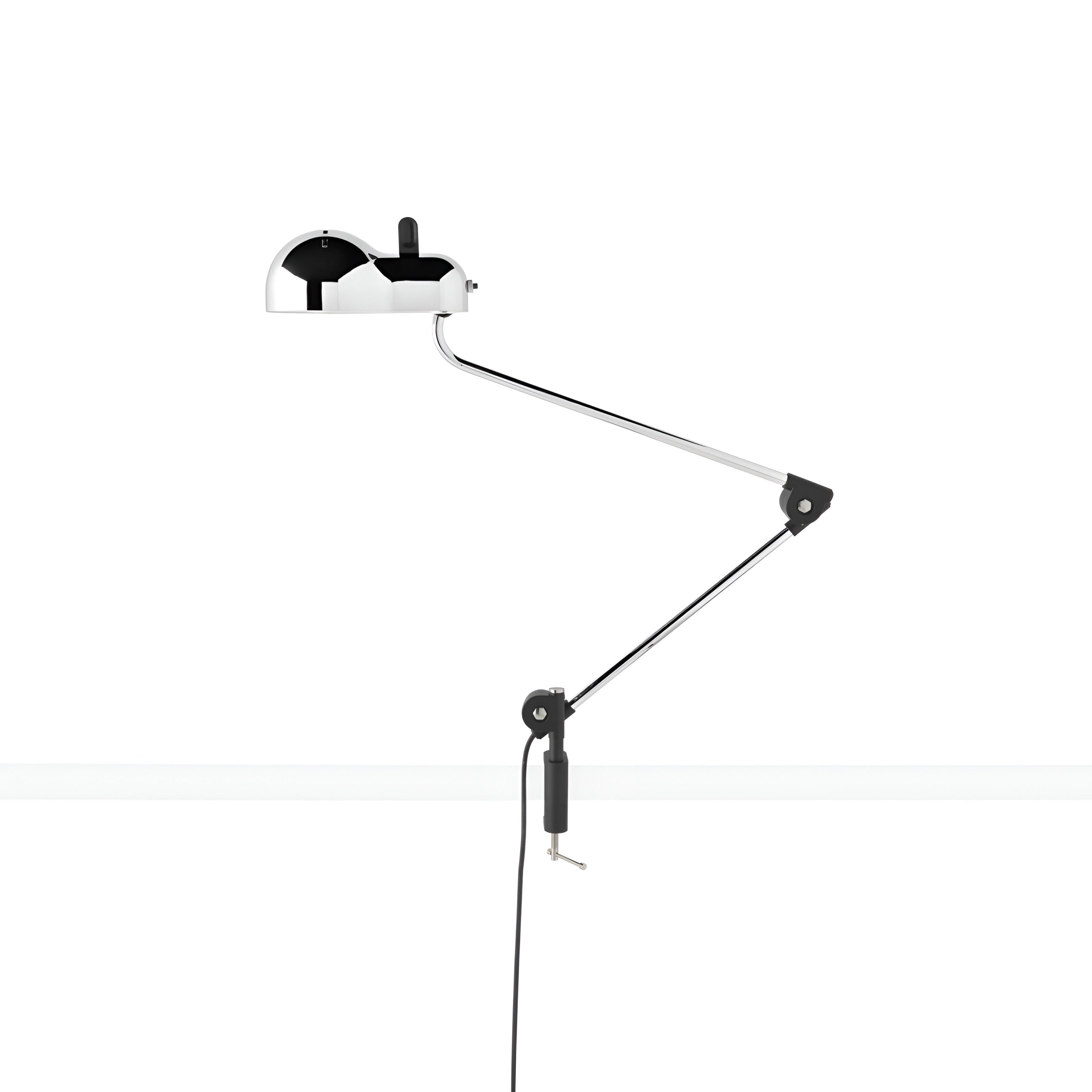 Topo Table Lamp with Clamp: Polished Chrome + Black