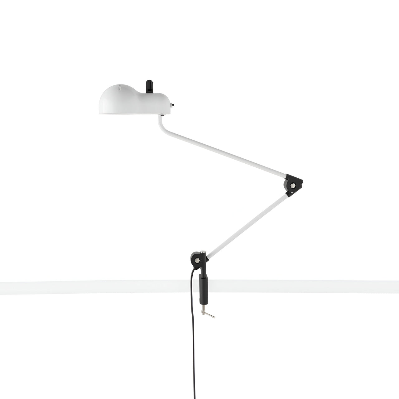 Topo Table Lamp with Clamp: White + Black