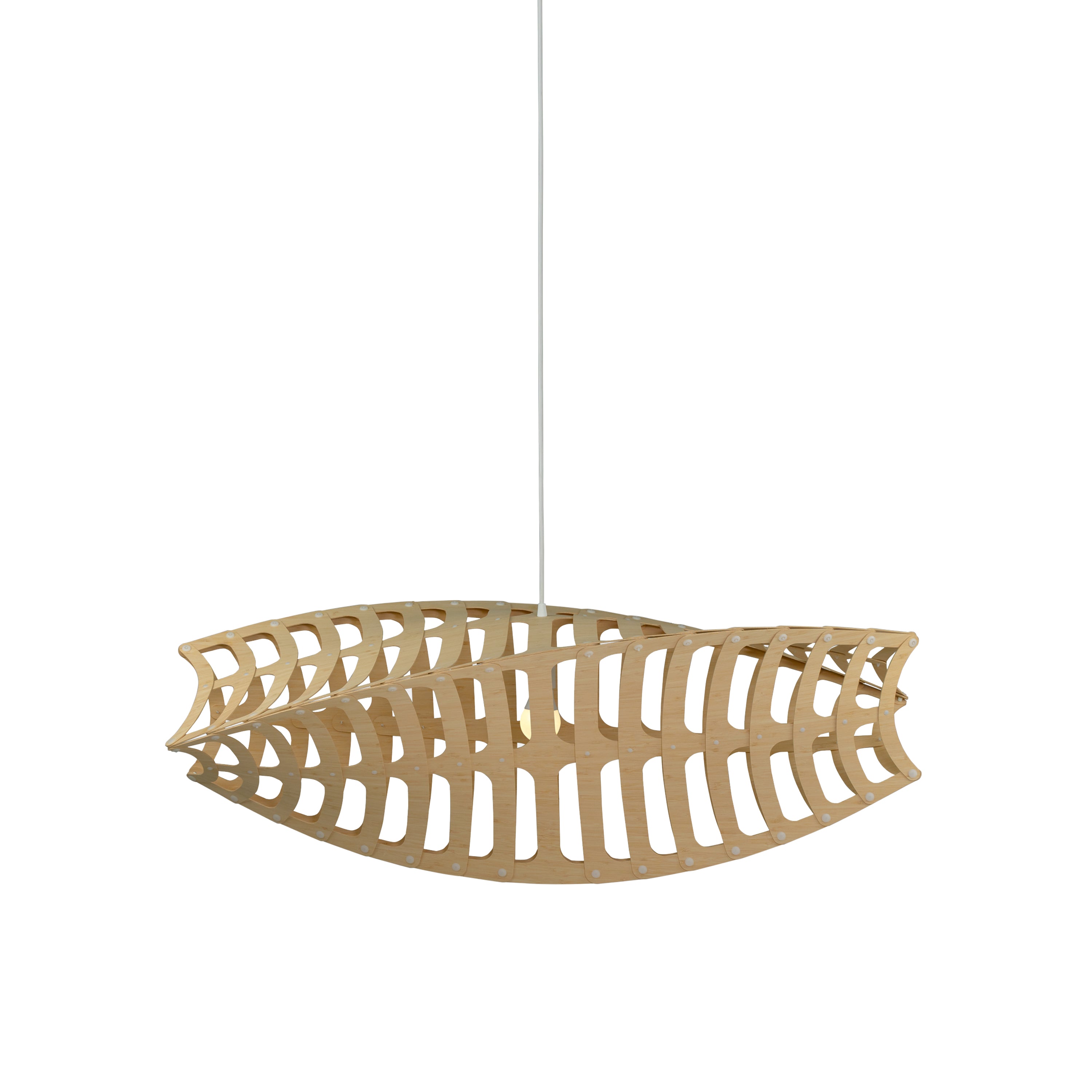 Toru Pendant Light: Horizontal + Bamboo + White