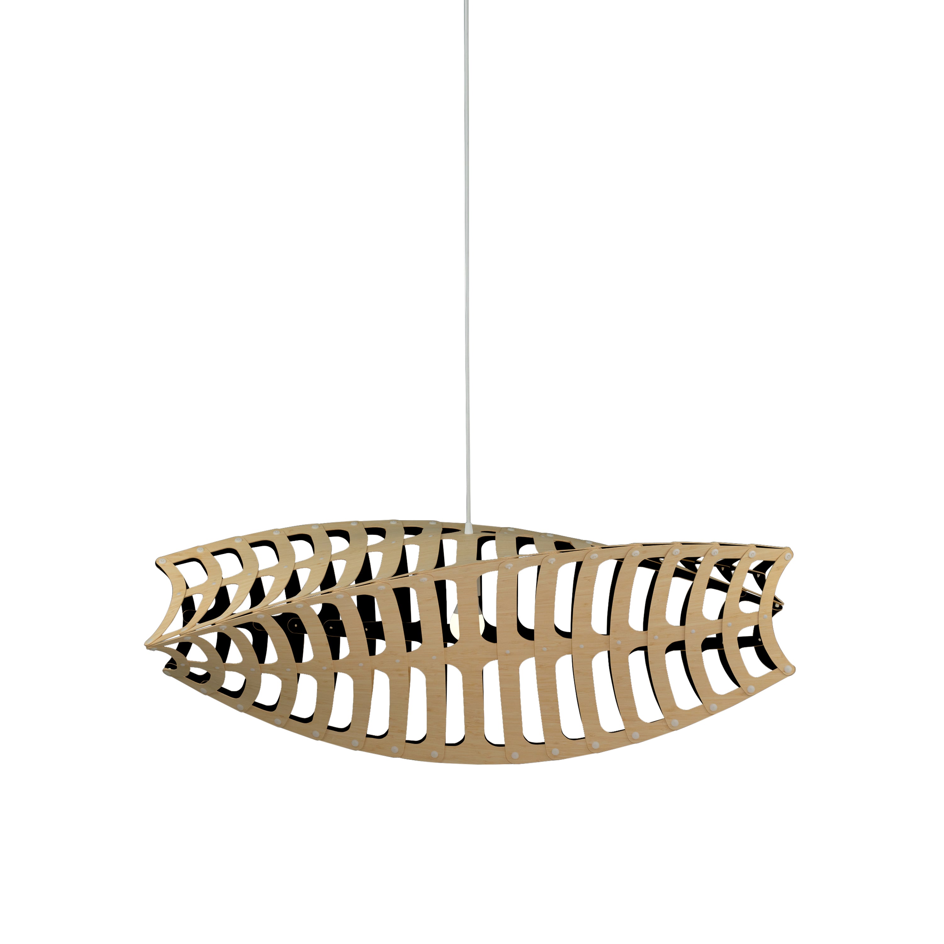 Toru Pendant Light: Horizontal + Bamboo + Black + White