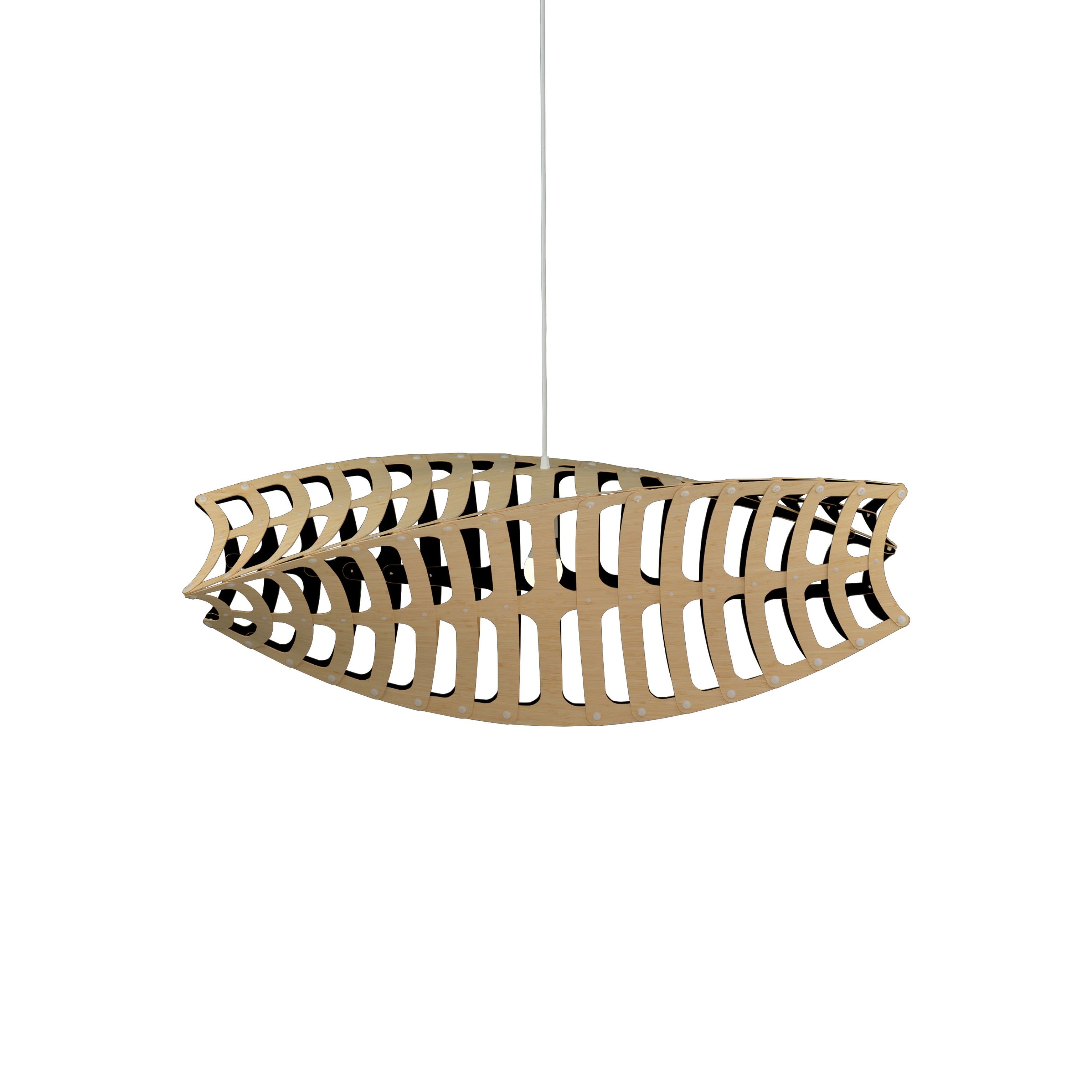 Toru Horizontal Pendant Light: Large + Bamboo + Black