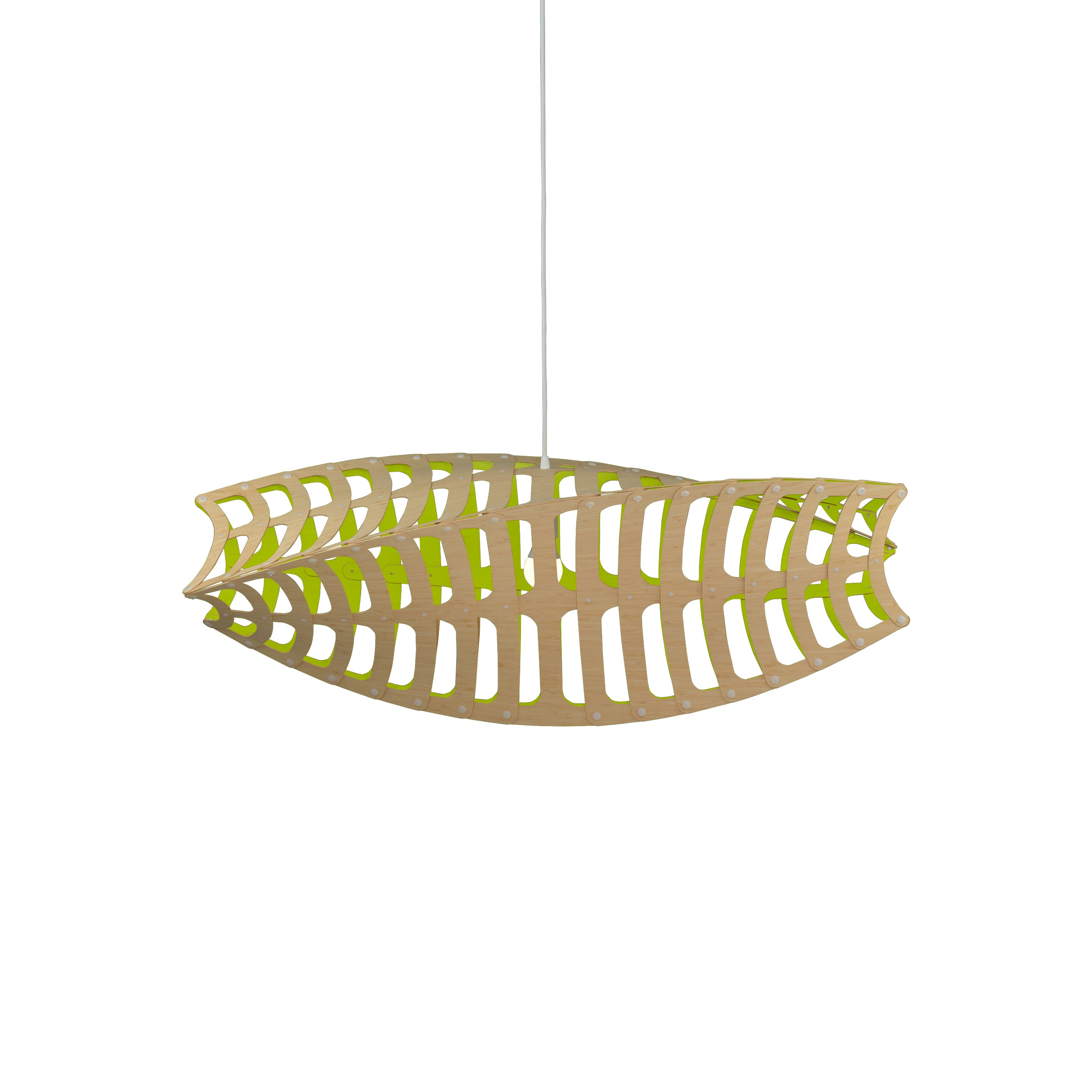 Toru Horizontal Pendant Light: Large + Bamboo + Lime