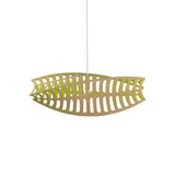 Toru Horizontal Pendant Light: Large + Bamboo + Lime