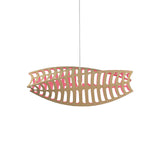 Toru Horizontal Pendant Light: Large + Bamboo + Pink