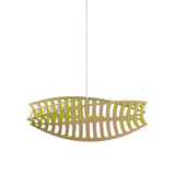 Toru Pendant Light: Horizontal + Bamboo + Lime + White