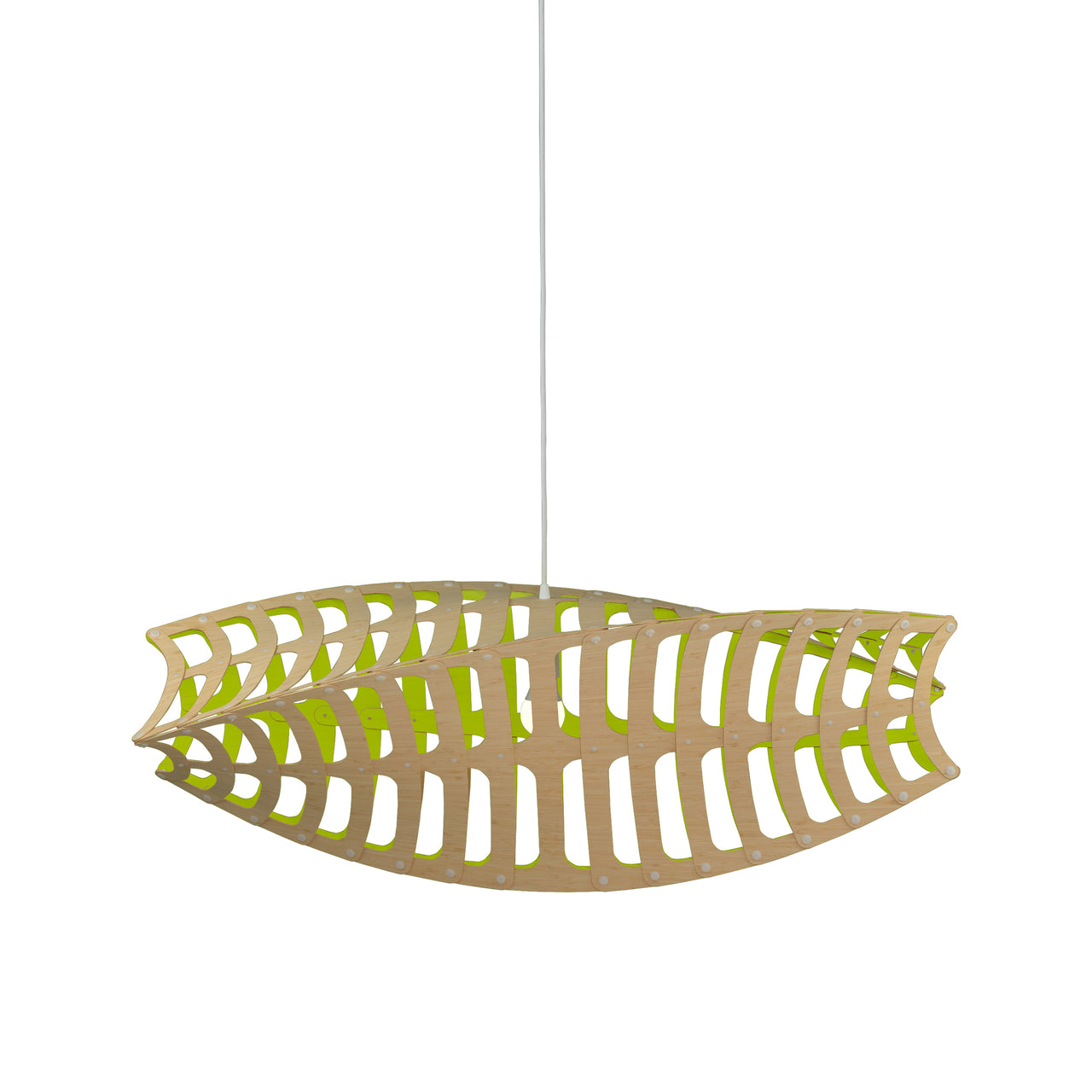 Toru Horizontal Pendant Light: Medium + Bamboo + Lime