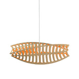 Toru Horizontal Pendant Light: Medium + Bamboo + Orange