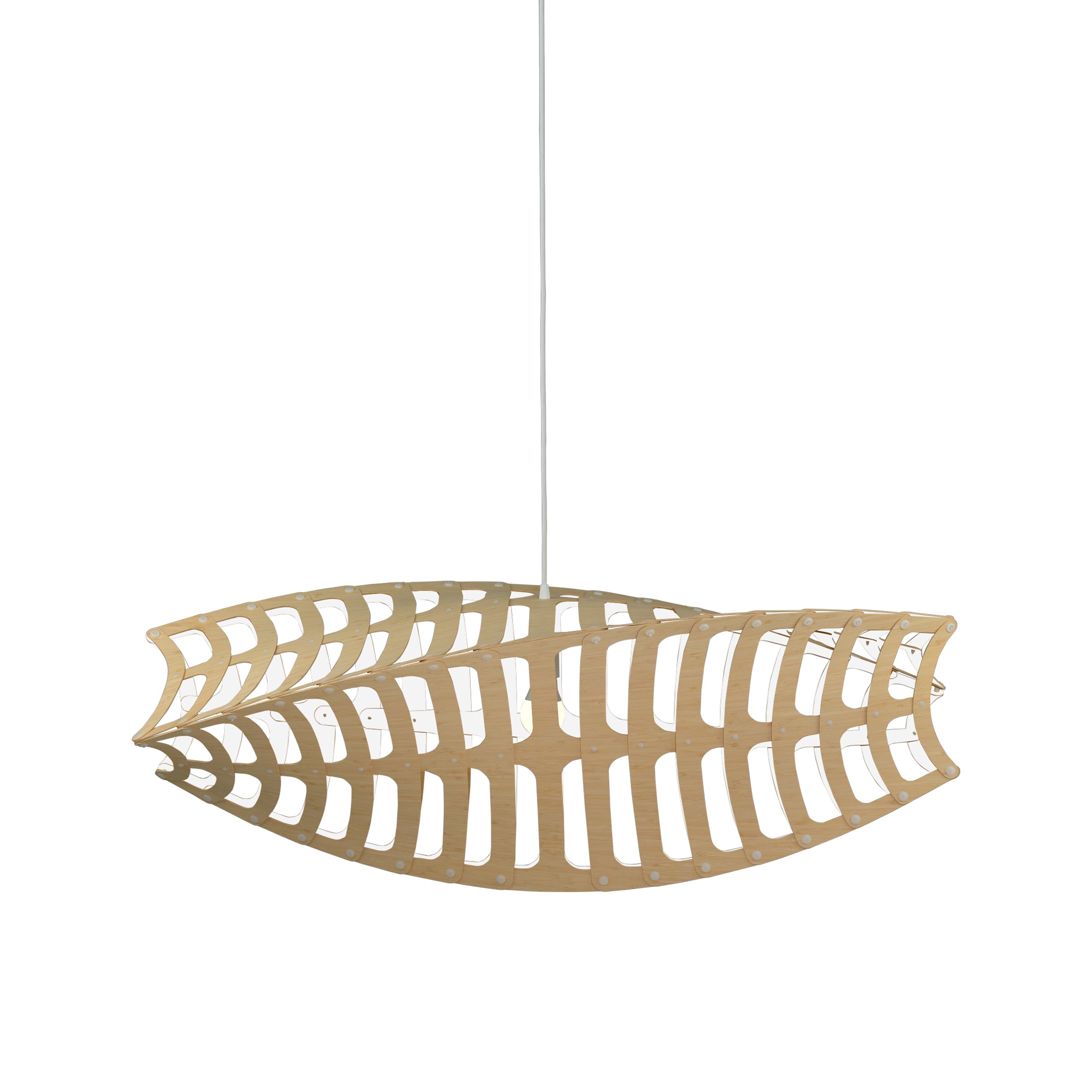 Toru Horizontal Pendant Light: Medium + Bamboo + White