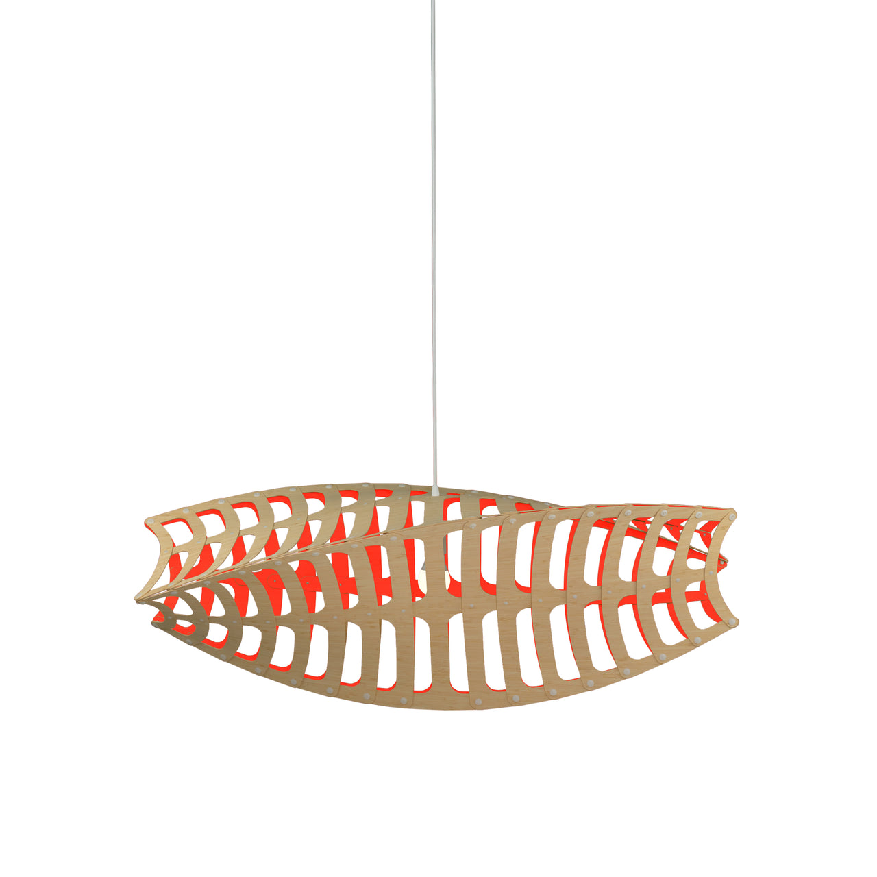 Toru Pendant Light: Horizontal + Bamboo + Red + White