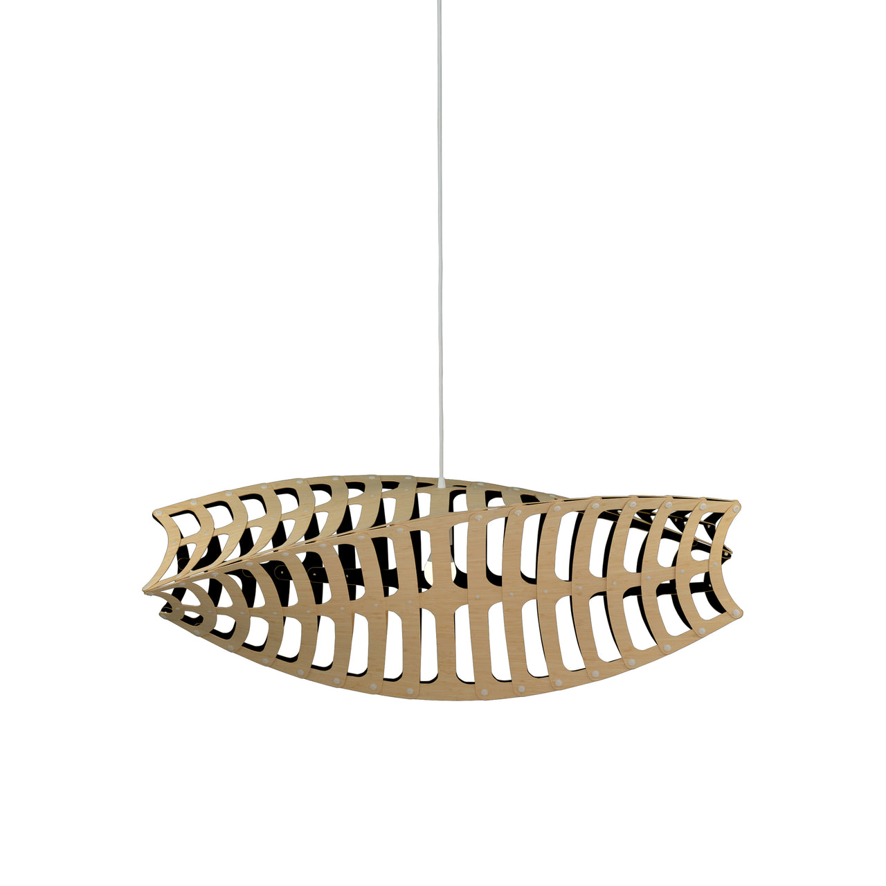 Toru Horizontal Pendant Light: Small + Bamboo + Black