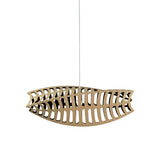 Toru Horizontal Pendant Light: Small + Bamboo + Black