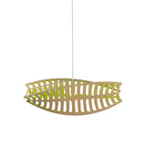 Toru Horizontal Pendant Light: Small + Bamboo + Lime
