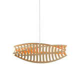 Toru Horizontal Pendant Light: Small + Bamboo + Orange
