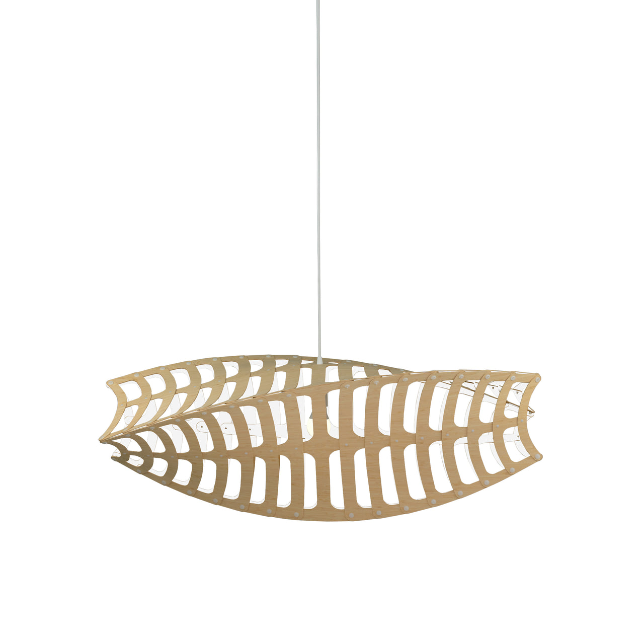 Toru Pendant Light: Horizontal + Bamboo + White + White