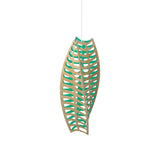 Toru Pendant Light: Vertical + Bamboo + Aqua + White