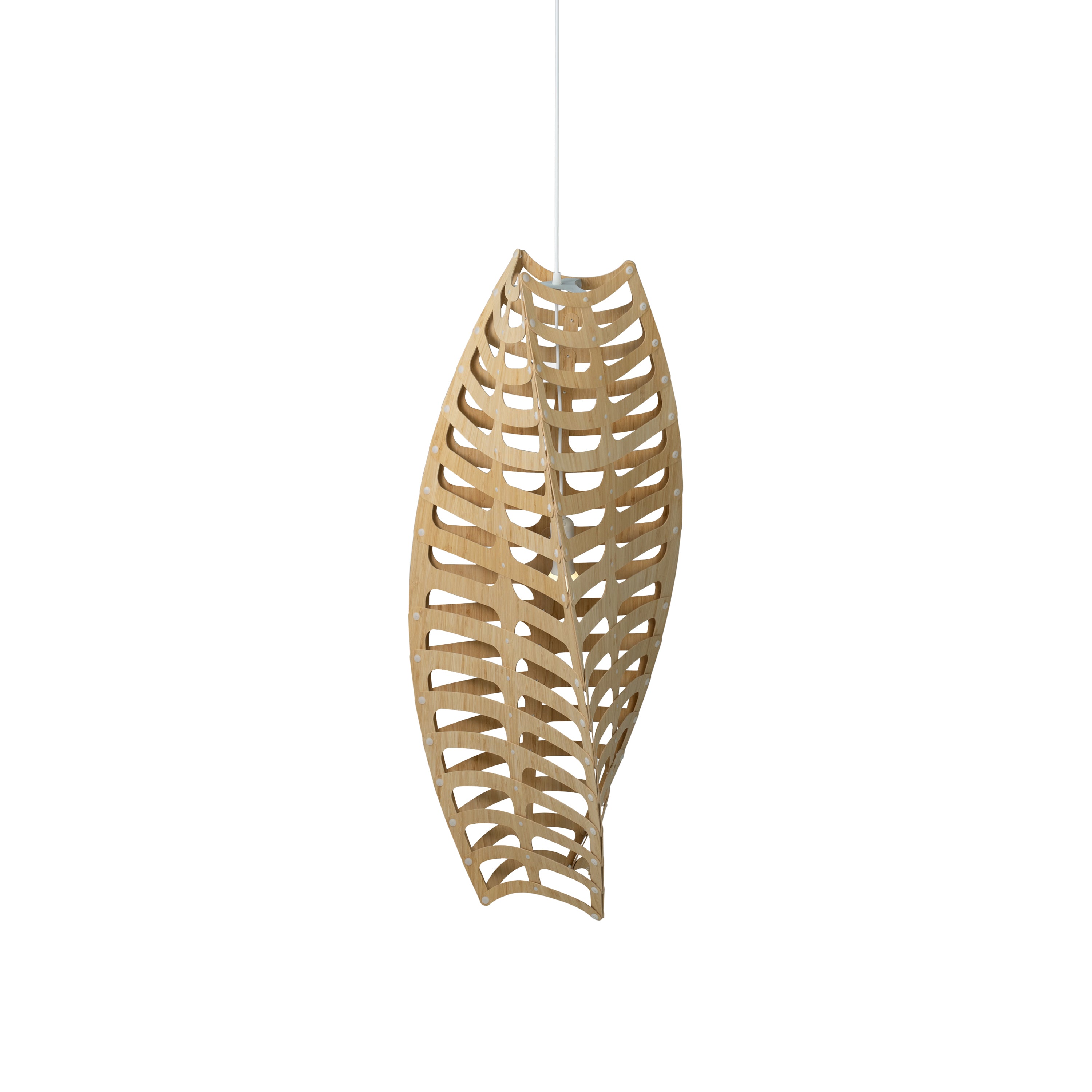 Toru Pendant Light: Vertical + Bamboo + White