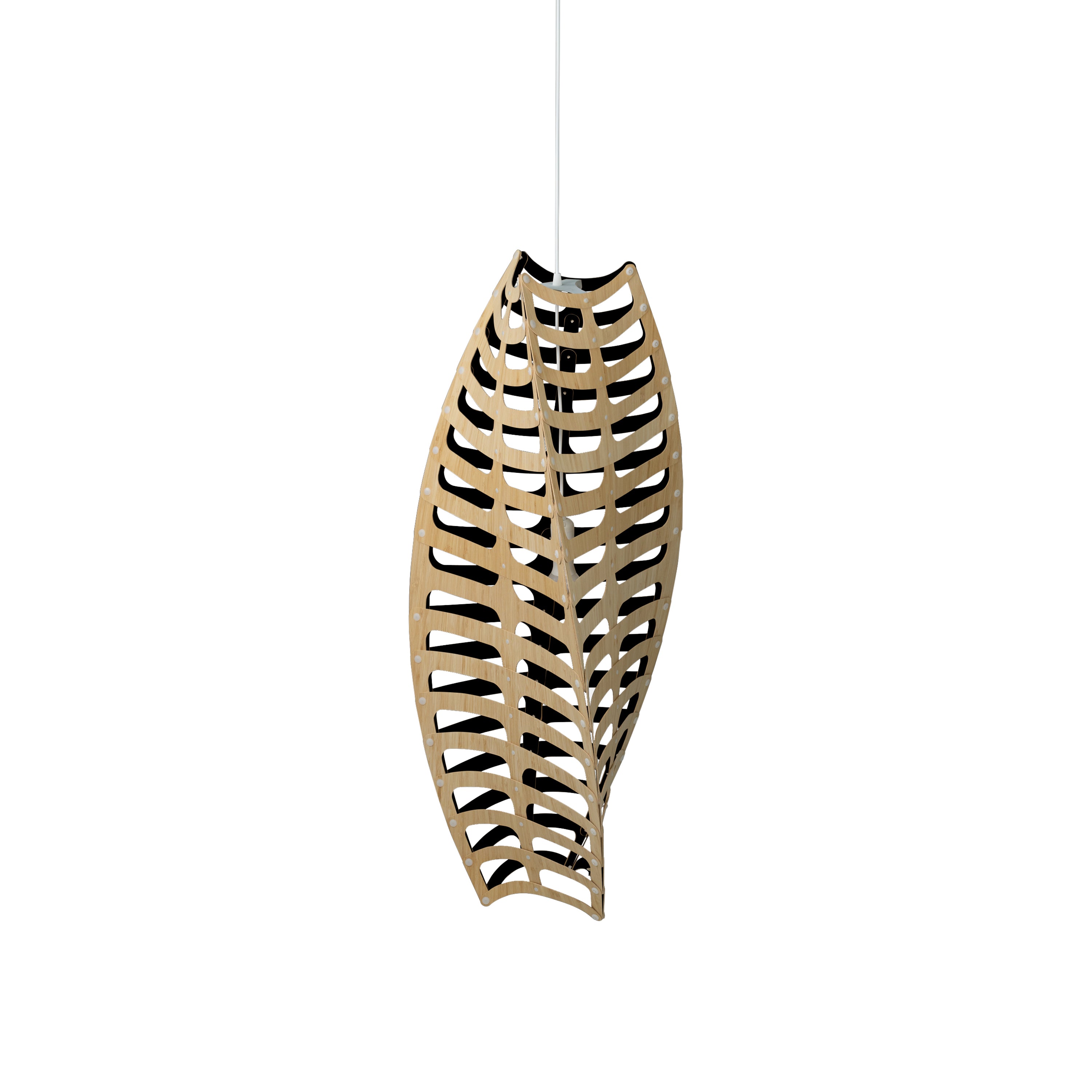 Toru Pendant Light: Vertical + Bamboo + Black + White