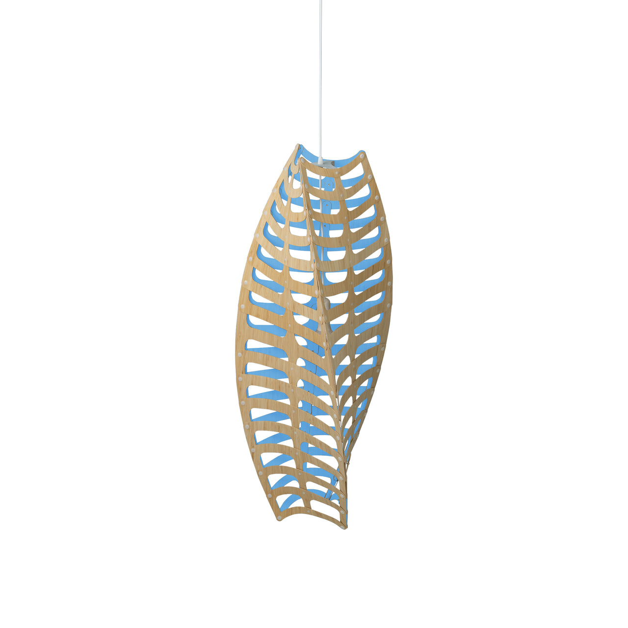 Toru Pendant Light: Vertical + Bamboo + Blue + White