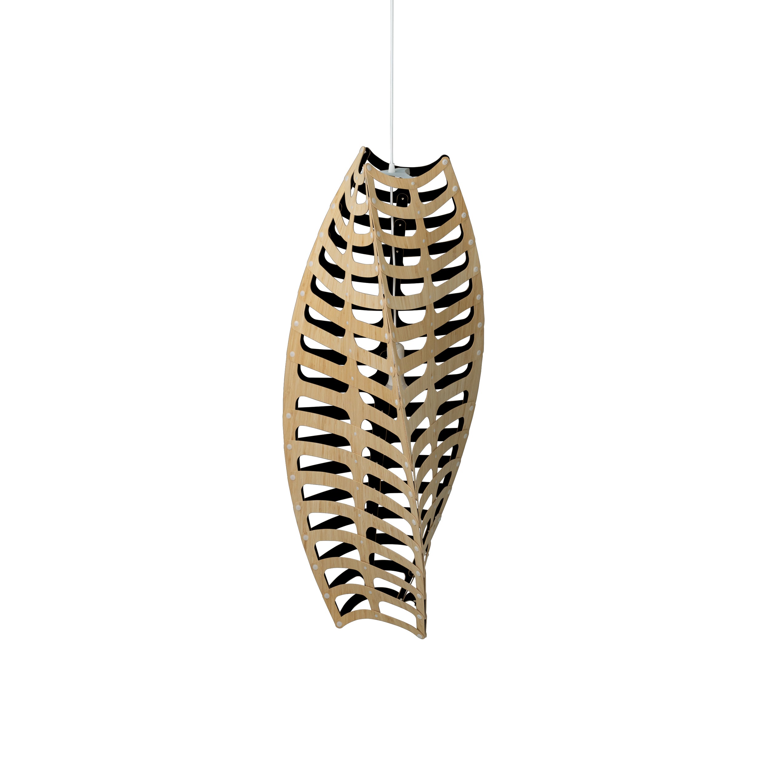 Toru Vertical Pendant Light: Large + Bamboo + Black