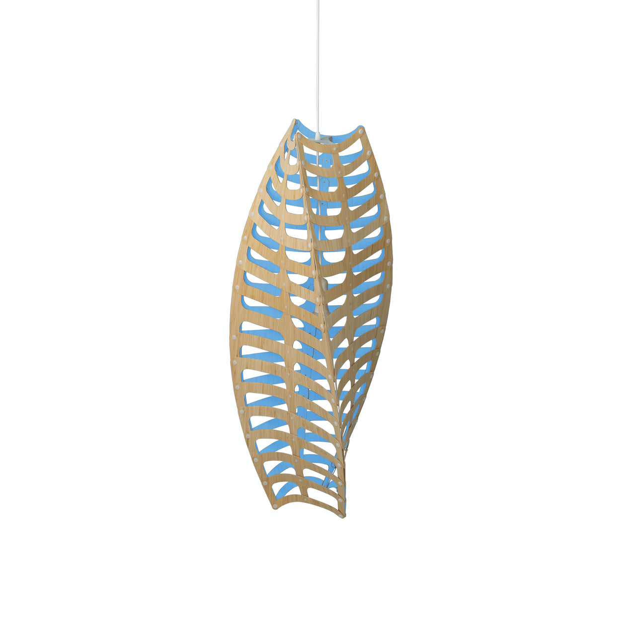 Toru Vertical Pendant Light: Large + Bamboo + Blue