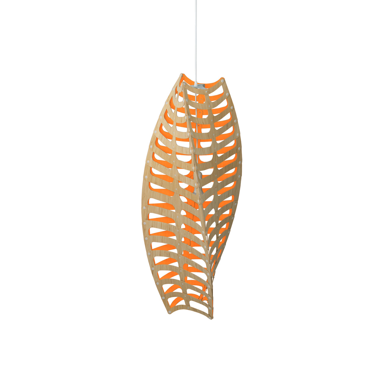 Toru Vertical Pendant Light: Large + Bamboo + Orange