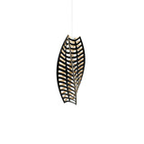 Toru Vertical Pendant Light: Small + Black + Bamboo