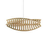Toru Horizontal Pendant Light: Large + Bamboo + White