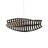 Toru Horizontal Pendant Light: Large + Black + Bamboo + White