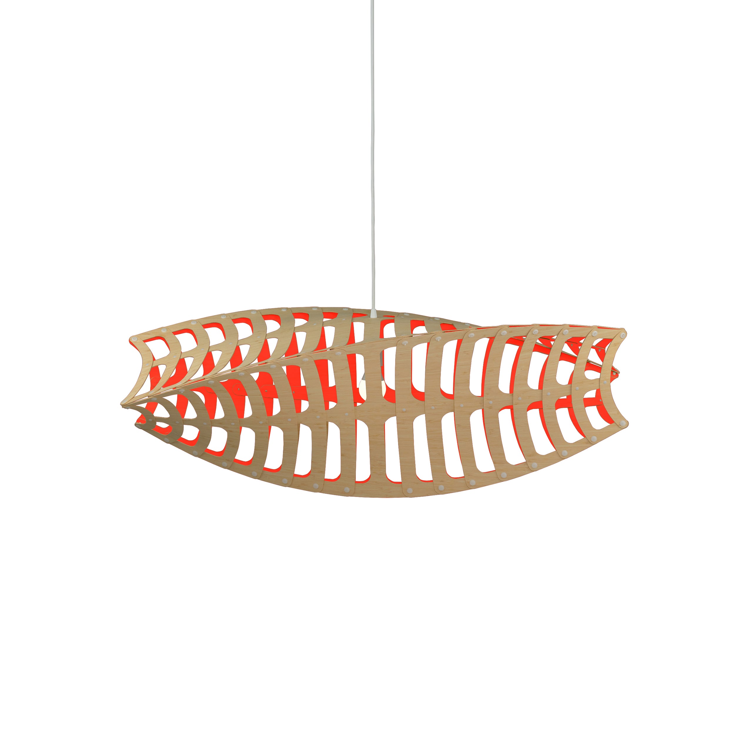 Toru Horizontal Pendant Light: Medium + Bamboo + Red + White